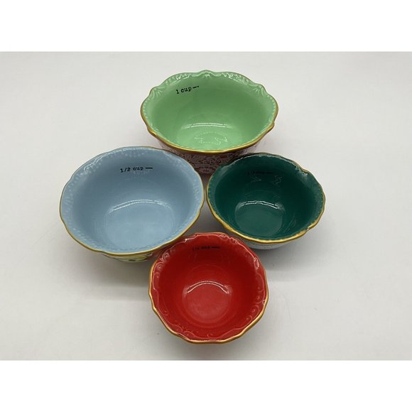 Pioneer Woman ~ Set Of 4 Nesting Measuring Bowls ~ Vintage Floral Kitchenware - Picture 7 of 16